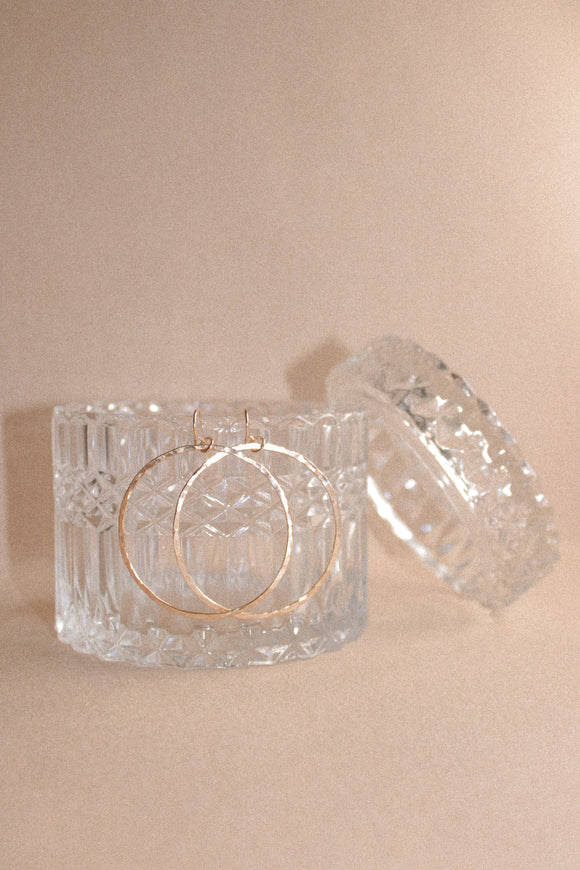 Hammered Hook Hoops-Gold