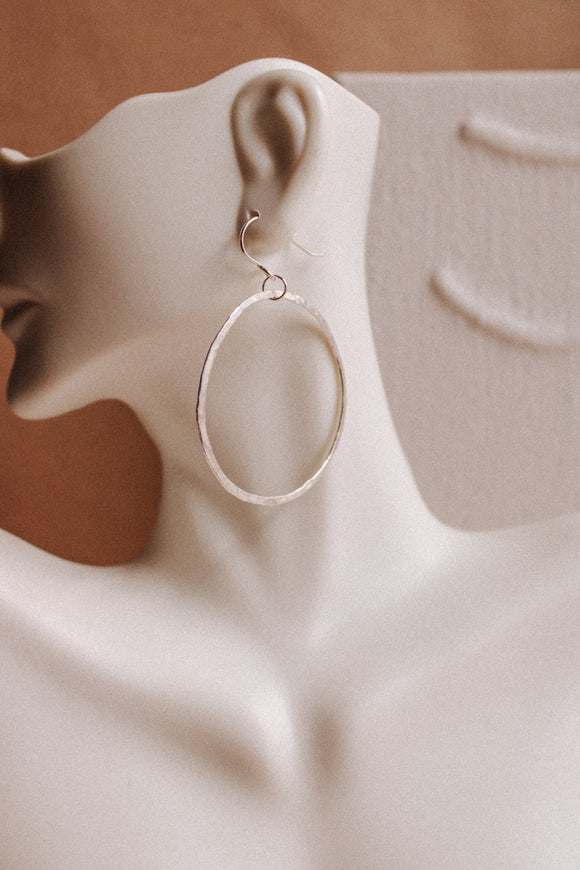 Hammered Hook Hoops-Silver