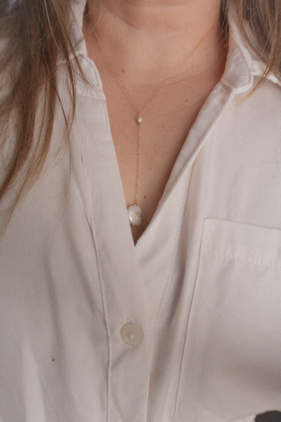 Hina Coin Pearl Drop Necklace