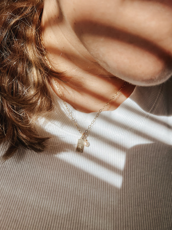 Initial Pearl Charm Necklace