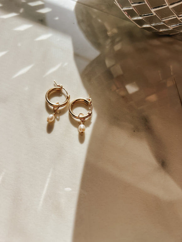 Pearl Charm Hoops