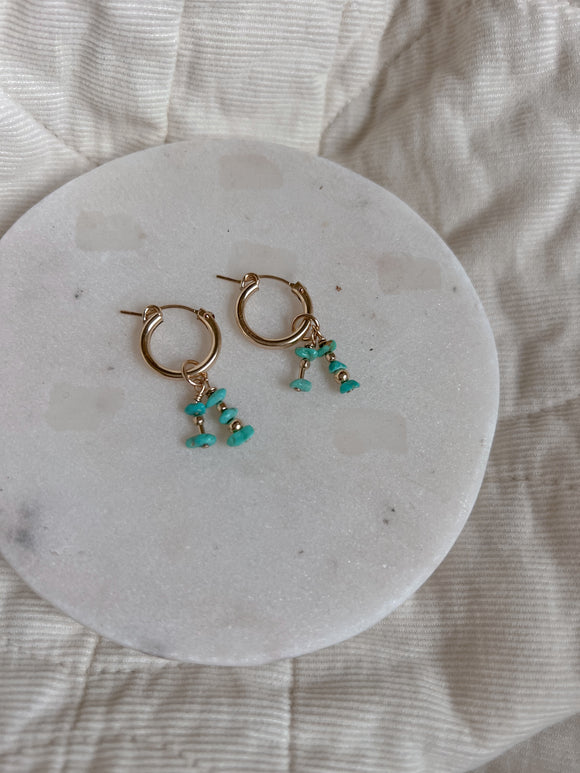 Turquoise Charm Hoops