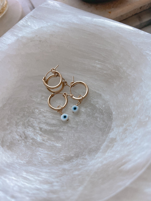 Evil Eye Charm Hoops