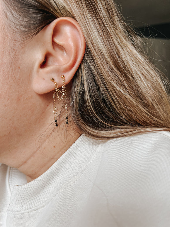 Double Chain With Charm Earrings