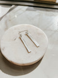 Hammered Bar Earrings-Silver