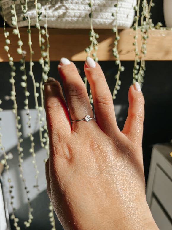 Mini Heart Stacking Ring-Silver