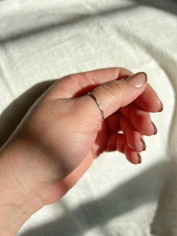 Thin Hammered Stacking Ring-Silver